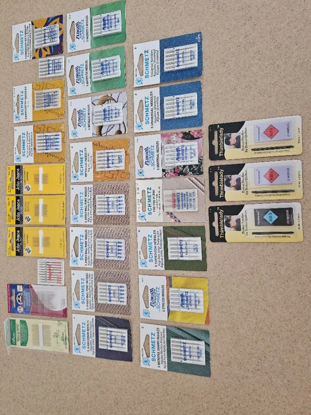 LOT 28 INSPIRA JOHN JAMES SCHMETZ FLORIANI THIMBLELADY SEWING MACHINE NEEDLES